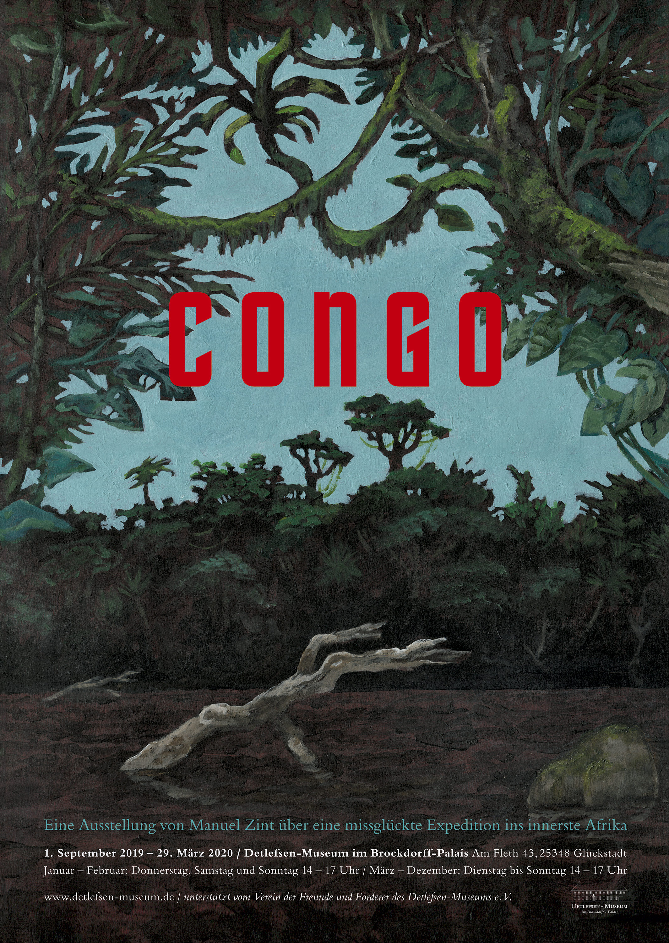 Plakat Congo, eine Ausstellung im Detlefsen-Museum, Glückstadt von Manuel Zint